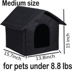 Cat Houses for Outdoor Cats Outdoor Houses for Feral Cats Cat House with Weatherproof Canvas Roof Stray Shelter (Cat House Black, Medium-Houses)