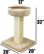 Prestige Cat Trees Beige Solid Wood Cat Scratching Post and Sleeper, Large