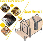 Dog House Outdoor,Dog Kennel Outside for Large Breed,Weatherproof Large Dog Shelter with Anti-Chewing Iron Frame (Brown-N, 45" D x 32.9" W x 32.6" H)