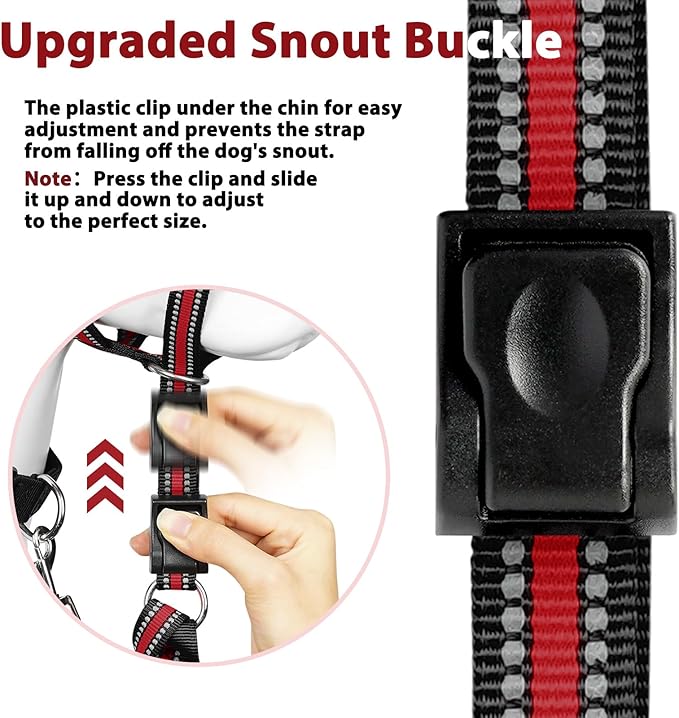 BARKLESS Soft Dog Head Collar, Patented Padded No Pull Head Halter, Training Nose Leash with Safety Link for Medium Large Dogs, Adjustable Muzzle Leash, Easy Control for Walking (L, Red)