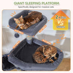 Taoqimiao 79 Inches XXL Cat Tree for Large Cats, for Oversized Cats, Multi-Level Cat Tower, 2 Spacious Cat Condo with 6 Scratching Posts, Hammcock & Cozy Basket, Cat Toys, Smoky Gray, S10G
