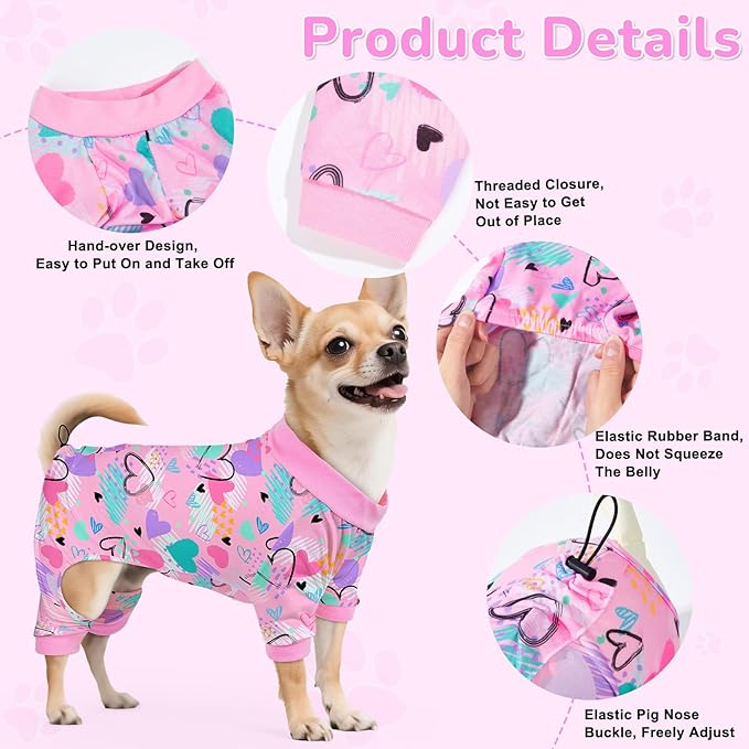 Glittme 2PACK Dog Pajamas Soft Dogs Clothes for Small Medium Dogs Elastic Cats Apparel Breathable Dog Pjs for Puppy