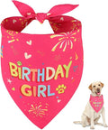 SZEE Dog Birthday Bandana, Reversible Bandanas for Dog Birthday Outfits, Pet Apparel & Accessories, Triangle Pet Scarf for Photo Prop and Holiday Decor (X-Large, Pink)