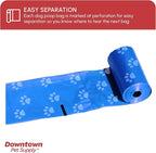 Downtown Pet Supply Poop Bags for Dogs with Dispenser, 220 Count - Leak-Proof Dog Waste Bags and Bone-Shaped Dog Poop Bags Holder for Leash - Rainbow with Paw Prints, 12.5" x 8.5"