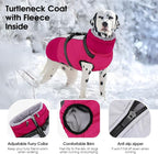 SUNFURA Dog Coat, XXXL Dog Jacket with Harness Built in, Waterproof Pet Winter Coat Snowsuit with Zip, Reflective Fleece Jacket for Extra Large Dogs, Great Dane, Hot Pink 3XL