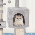 MIAO PAW Grey Cute Cat Tree Tower for Indoor Cats Condo with Sisal Scratching Posts Jump Platform Furniture Activity Center Play House Bed
