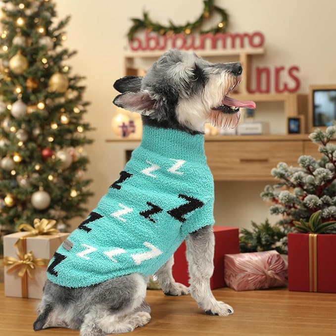 Dog Sweaters Dog Pullover Sweater Cold Weather Cable Knitwear Thick Warm Outfits for Medium or Large Dogs（Turquoise-XL