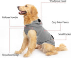 EXPAWLORER Dog Hoodie Fleece Sweater Vest, Hooded Dog Sweatshirt Fall Winter Pet Clothes with Leash Ring, Sleeveless Warm Cozy Puppy Clothing for Cat Small Medium Large Dogs Girl Boy, Grey XS