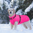 Lelepet Dog Winter Coat Waterproof Dog Jacket with Harness Built in Windproof Reflective Pet Coats for Small Medium Large Dogs, Thermal Fleece Lined Coats for Cold Weather Walking Hiking, Rose Red, L