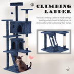 Heavy Duty Cat Tree Tower, 70" Tall Cat Tower for Indoor Cats with Cat Scratching Post with Bed, Cat Condo, Hanging Ball, Multi-Level Cat Climbing Tower Cat Trees Furniture Activity Center, Navy Blue