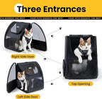 Cat Backpack Carrier for Small Dogs and Cats Fit Up to 15 Lbs,Small Dog Backpack, Foldable with 3-Side Mesh Windows, Pet Carrier for Travel & Hiking Friendly，Black