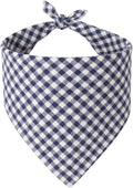Dog Bandanas 1 Pack; Cotton Linen Blue Bandana Plaid for Large Dogs; Soft Breathable Dog Accessories; Classic Dog Apparel & Accessories