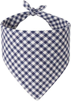 Dog Bandanas 1 Pack; Cotton Linen Blue Bandana Plaid for Large Dogs; Soft Breathable Dog Accessories; Classic Dog Apparel & Accessories