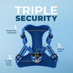 Best Pet Supplies Voyager Adjustable Step-in Flex Breathable Mesh Dog Harness for Small Medium Large Dogs Leash Set (Royal Blue), S