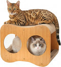 Avont Cat Scratcher House, 2-in-1 Scratch Cardboard & Scratching Pad for Indoor Cats, Double-Layer Scratch Box and Corrugated Board for Kitty -Curved
