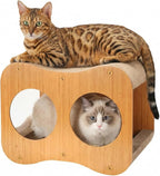 Avont Cat Scratcher House, 2-in-1 Scratch Cardboard & Scratching Pad for Indoor Cats, Double-Layer Scratch Box and Corrugated Board for Kitty -Curved