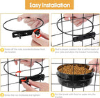2 Pcs Black Large Pet Dog Food Water Bowl for Cage Stainless Steel Non-Spill Kennel Hanging Cats Bowls with Clamp Holder Crate Feeder Dish for Medium Large Dogs Huge Pets (7.1x2.5'' & 6.3x2.4'')