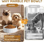 Gray Marble Dog Bowl, Non-Slip Non-Tipping Heavy Dog Food Bowl, Large Weighted Stone Dish, Natural Marble Pet Water Bowl, Easy to Clean, Present for Cat & Dog Lovers, Holds 6 Cups(6 lbs)