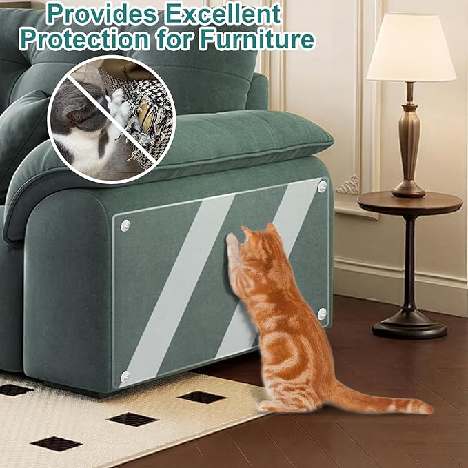 20Pack Invisible Cat Couch Protector, Heavy Duty Cat Scratch Furniture Protector, Large Size Fit for Furniture Corners & Sides, Reusable Couch Cat Scratch Protector with 80 Twist Pins