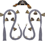 2 Pack Dog Bells for Door Potty Training, Handwoven Cotton Rope Dog Doorbell with 6 Extra Loud Bells, Adjustable Dog Door Bells for Small Medium Large Dogs to Ring to Go Outside, Grey