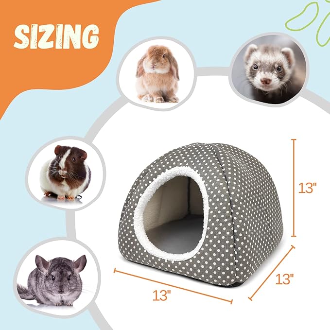 Rabbit Hideout Large Bunny Bed Washable Rabbit House and Hideout Fleece Guinea Pig Hiding Hut for Indoor Bunnies Small Animal Hideaway