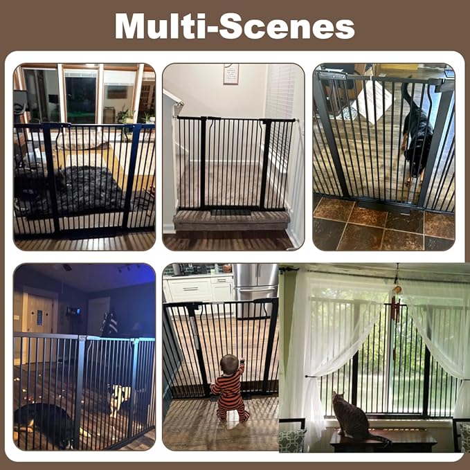 40.55" Extra Tall Baby Gate, 49.2-54.7 in Wide, No Drilling, Pressure Mounted Child Safety Gate with Door, Black