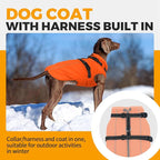 Lelepet Dog Winter Coat Waterproof Dog Jacket with Harness Built in Windproof Reflective Pet Coats for Small Medium Large Dogs, Thermal Fleece Lined Coats for Cold Weather Walking Hiking, Orange, XL