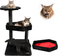 KAMABOKO Gothic Cat Tree with Coffin Bed, 30.3” Black Cat Tower for Indoor Cats with Scratching Posts for Halloween Cat, Black and Red