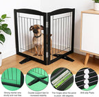 Dog Fence Indoor,Dog Gate Indoor for Doorway pet gate -2-Panel Freestanding, Hallways, House or Stairs -40x24-Inch Retractable Foldable Expandable Wood Pet by SFJC (Black) ﻿