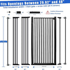 55 Inch Extra Tall Pet Gate for Cats,29.92"-48" Adjustable Wide Dog Gates,Pressure Mounted Walk Through Tall Pets Gate for Doorways,Hallway,Stairs(Black)