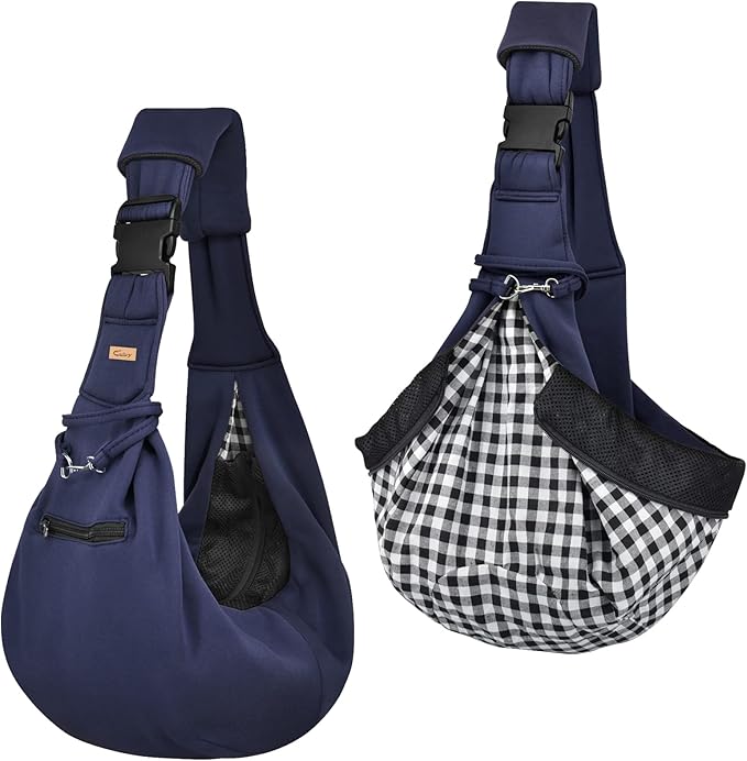CUBY Dog and Cat Sling Carrier - Hands Free Adjustable Small Pet Sling - Soft Pouch and Tote Design - Suitable for Puppy, Small Dogs Cats Outdoor