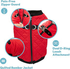 Gooby Fashion Vest Dog Jacket - Orange, X-Large - Warm Zip Up Bomber Vest with Dual D Ring Leash - Winter Water Resistant Small Dog Sweater