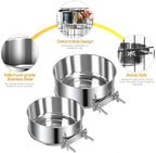 2 Pcs Large Pet Dog Food Water Bowl for Cage Stainless Steel Non-Spill Kennel Hanging Cats Bowls with Clamp Holder Crate Feeder Dish for Medium Large Dogs Huge Pets (7.1x2.5'' & 6.3x2.4'')