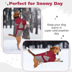 ROZKITCH Dog Winter Coat, Dog Coat for Autumn Winter with Turtleneck, Pet Clothes with Adjustable Waist Strap, Soft Warm Pet Clothing with Reflective Strip for Small Medium Large Dogs Dark Red M