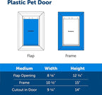 PetSafe Plastic Pet Door - Easy Install for Wood, PVC Metal & Paneled Doors - Rust-Free Plastic Frame - Flap Dimensions 8 1/4" W x 12 1/4" H - for Medium Dogs Weighing Up to 40 lb
