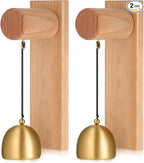 Shopkeepers Bell for Door Opening, Vintage Wooden Wind Chime Doorbell with Brass Bell, Unique Ornaments as Hanging Decoration for Business When Entering, Dog Door Bell, Self-Adhesive, 2Pack