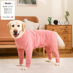 Dog Coats Autumn Winter Jumpsuit for Large Medium Dogs, Warmer Recovery Suit Polar Fleece Dog Bodysuit Lightweight Pajamas Pullover Stretchy Onesie Four-Legged Cold Weather Clothes(XL, Pink)