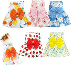 5 Pcs Dog Dresses Floral Puppy Cat Pet Dresses Dog Bowknot Dresses for Large Dogs Girls Puppy Summer Floral Skirts Outfits Cute Princess Pet Dress for Female Yorkie Cats Dogs Pets