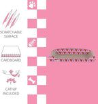 CSR1004A Montego 27.5" Coastal Patterned Cardboard Lounge Bed Cat Scratcher with Catnip, Pink/Red
