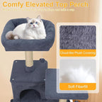 DORTALA Cat Tree for Indoor Cats, 58" Tall Cat Tower with Top Perch, Condo, Hammock, Sisal Scratching Posts, 3 Dangling Balls, Platforms, Multi-Level Pet Climbing Furniture Playground (Grey)