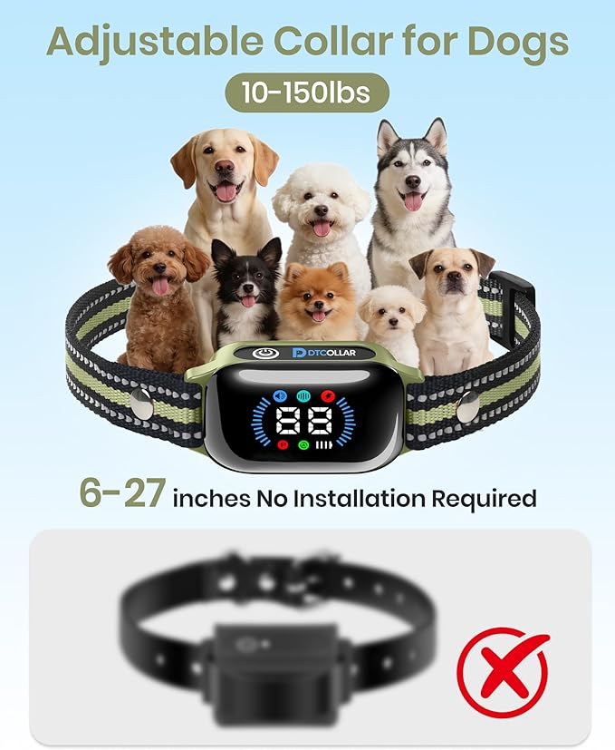 2-in-1 Bark & Shock Collar - Color Screen Dog Training Collar with Beep/Vibration/Shock/Anti Bark 4 Modes, 3300FT E Collar with Remote for Small Medium Large Dogs, IP67 Waterproof Rechargeable