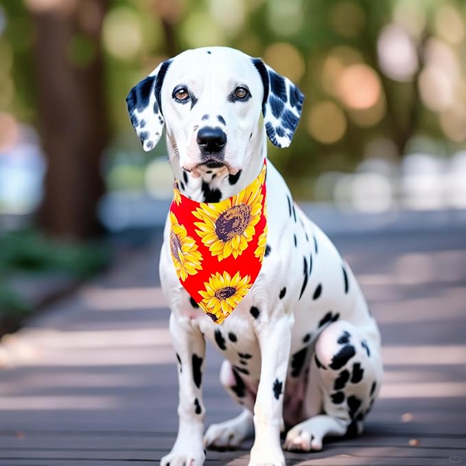 10PCS Dog Bandanas Floral Spring Flowers for Medium Breed Dog Pink Purple Yellow Pattern Kerchief Triangle Bibs Head Scarves for Boys and Girls Grooming Accessories Costume