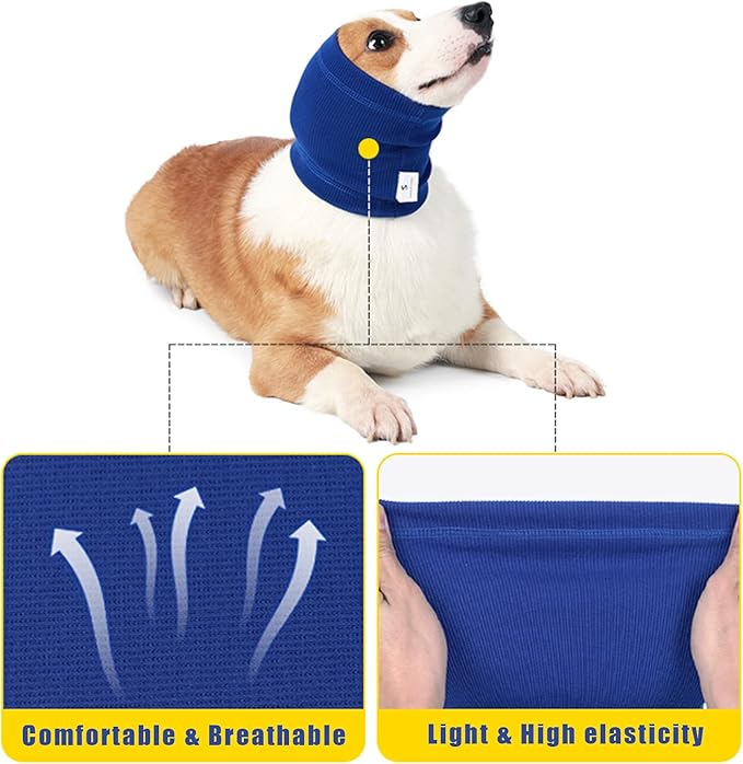 Nanaki Dog Calming Hoodie Quiet Head Cover Sleeves - Ear Covers Hood for Noise Bath, The Grooming and Force Drying Head Protection for Anxiety Relief and Calming Dog Neck and Ear Warmer