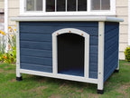 40" Wooden Outdoor Dog Houses, Waterproof Dog House Outside with Window & Door Flap Waterproof Dog House Outdoor Indoor, Assemble Easily-Blue