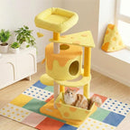 Happy & Polly Cat Tree, Cats, 53.2x22.4x18.1 Inches, All Breed Sizes, Climbing, Indoor, Wood and Sisal, Floor Mount, Modern
