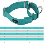 Mikivery Martingale Dog Collar Nylon Adjustable and Safety Training Colourful Comfortable Metal Buckle Pet Collars for Small Medium and Large Dogs(Teal,M)