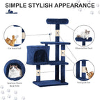 36" Multi-Level Cat Tree Tower with Scratching Posts, Toys & Condo - Space-Saving Design for Indoor Kittens, Compact Floor Footprint & Vertical Space for Multi-Cat Homes-Navy Blue