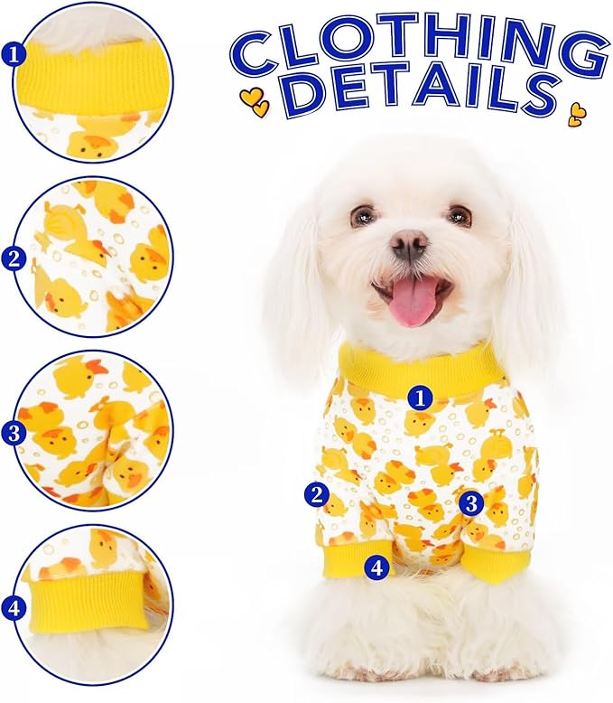 Paiaite Dog Pajamas Onesie: Comfortable Four-Legged Apparel for Small, Medium, & Large Dogs, Polyester Material for Comfort, Wrinkle Resistance, Moisture Wicking, Stretchiness Cartoon Duck 4XL