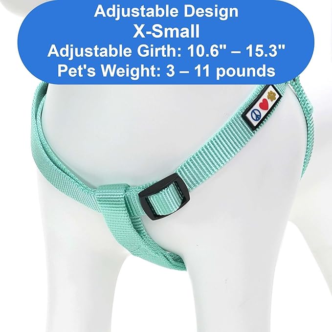 Pawtitas Solid Step-in Dog Harness – Adjustable No-Pull Vest for Puppies to Seniors, Safe & Comfortable XS Teal