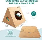 Modular Cardboard Cat Condo System, Triangle Cat Tunnel Module, Foldable Stackable DIY Cat House for Indoor Cats